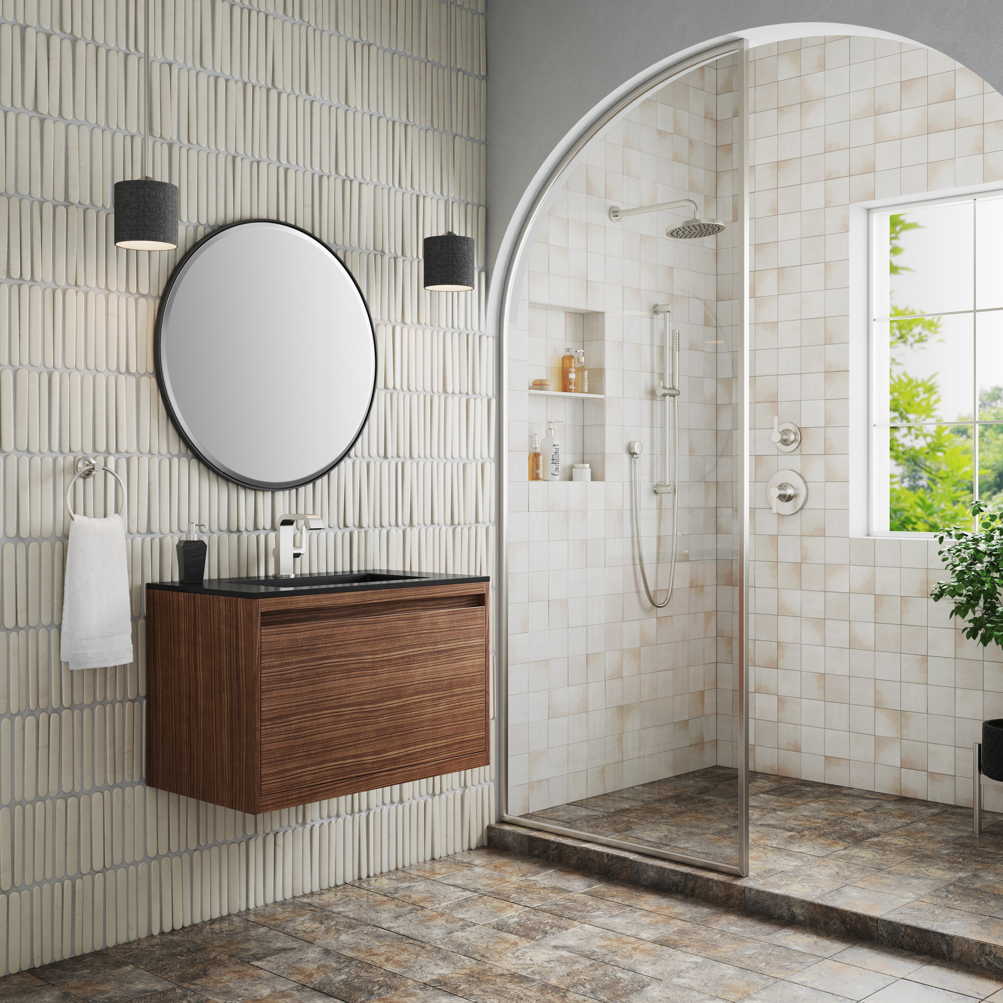 charcoal black composite stone top vanity