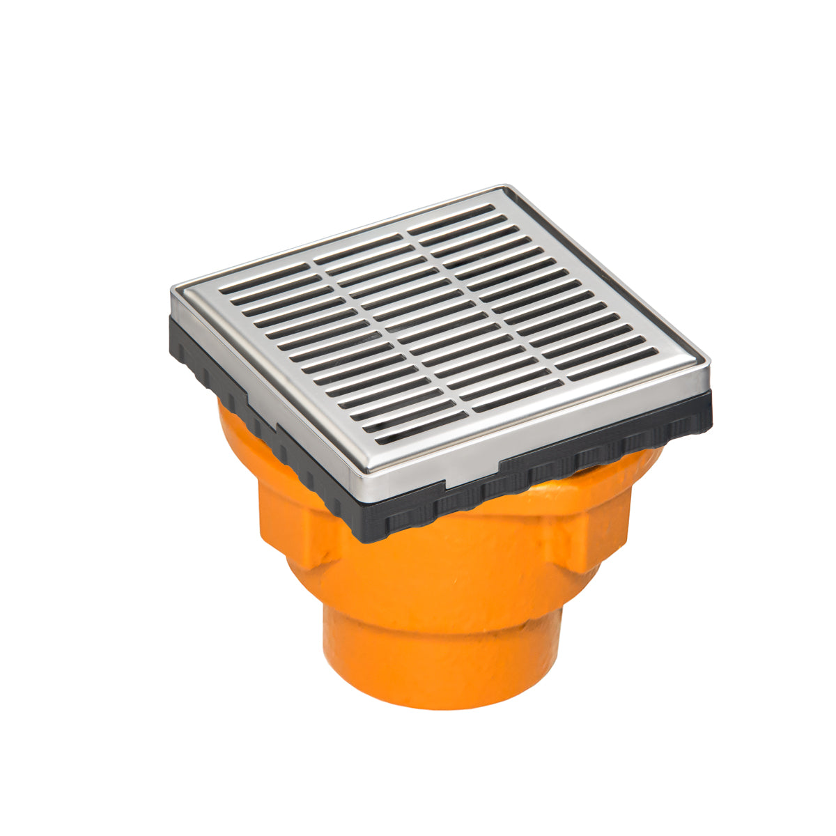 Infinity Drain 4" x 4" LND 4 Slotted Pattern Complete Kit with Cast Iron Drain Body, 2" Outlet