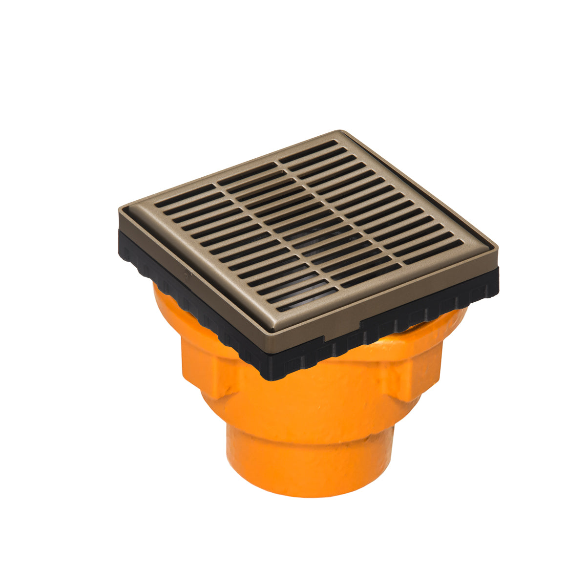 Infinity Drain 4" x 4" LND 4 Slotted Pattern Complete Kit with Cast Iron Drain Body, 2" Outlet
