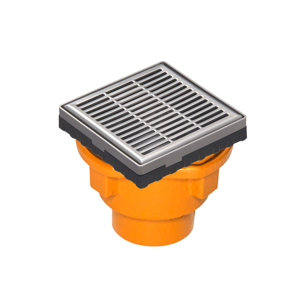 Infinity Drain 4" x 4" LND 4 Slotted Pattern Complete Kit with Cast Iron Drain Body, 2" Outlet