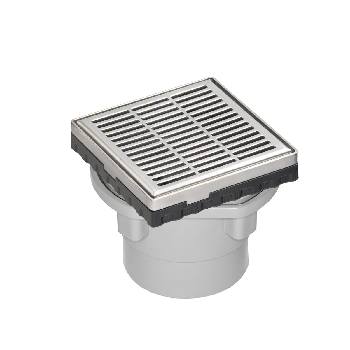 Infinity Drain 4" x 4" LND 4 Slotted Pattern Complete Kit with PVC Drain Body, 2" Outlet
