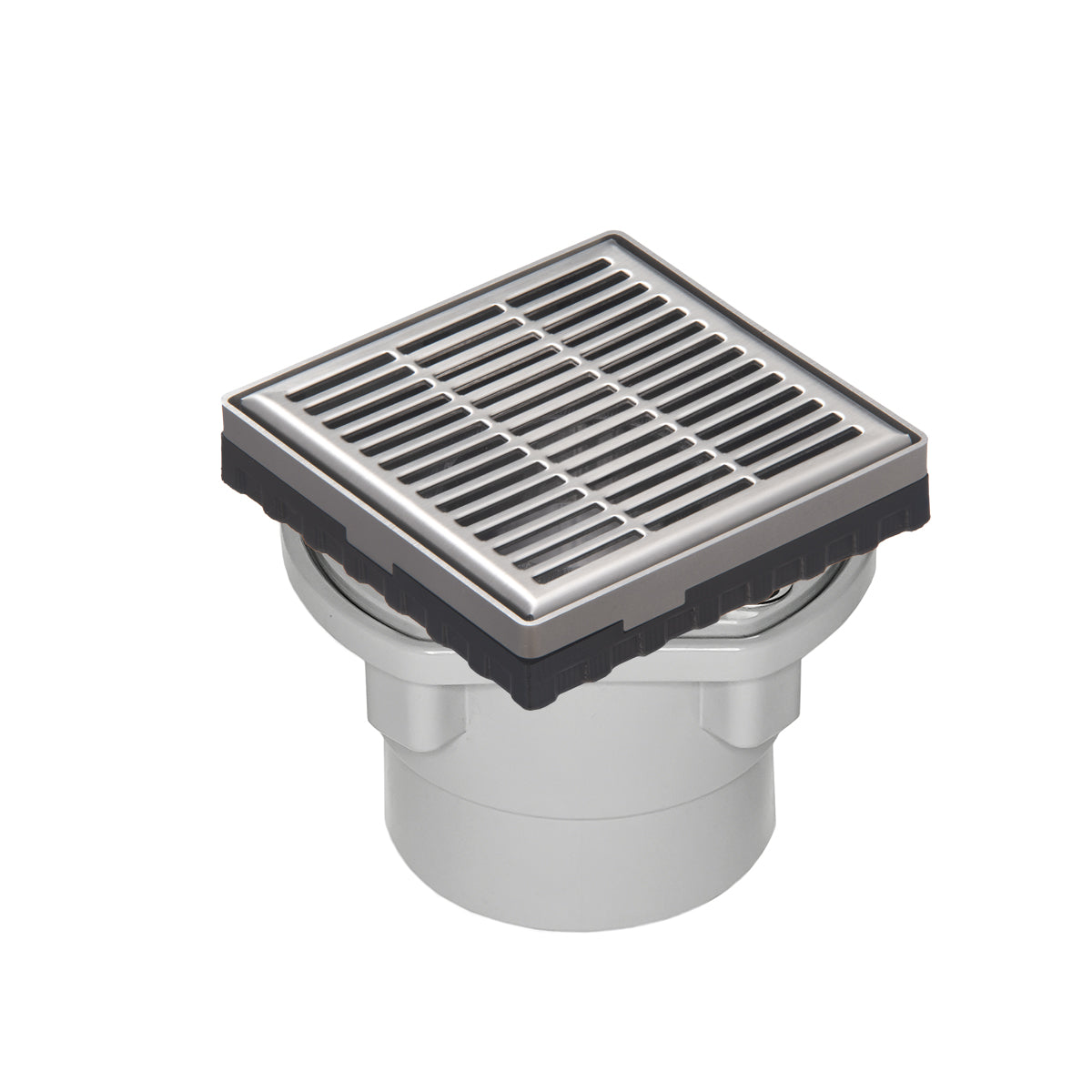 Infinity Drain 4" x 4" LND 4 Slotted Pattern Complete Kit with PVC Drain Body, 2" Outlet
