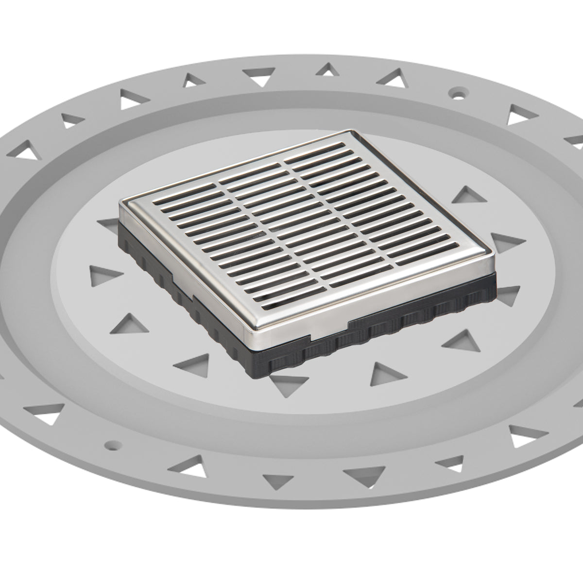 Infinity Drain 4" x 4" LND 4 Slotted Pattern Complete Kit with PVC Bonded Flange, 2", 3" and 4" Outlet