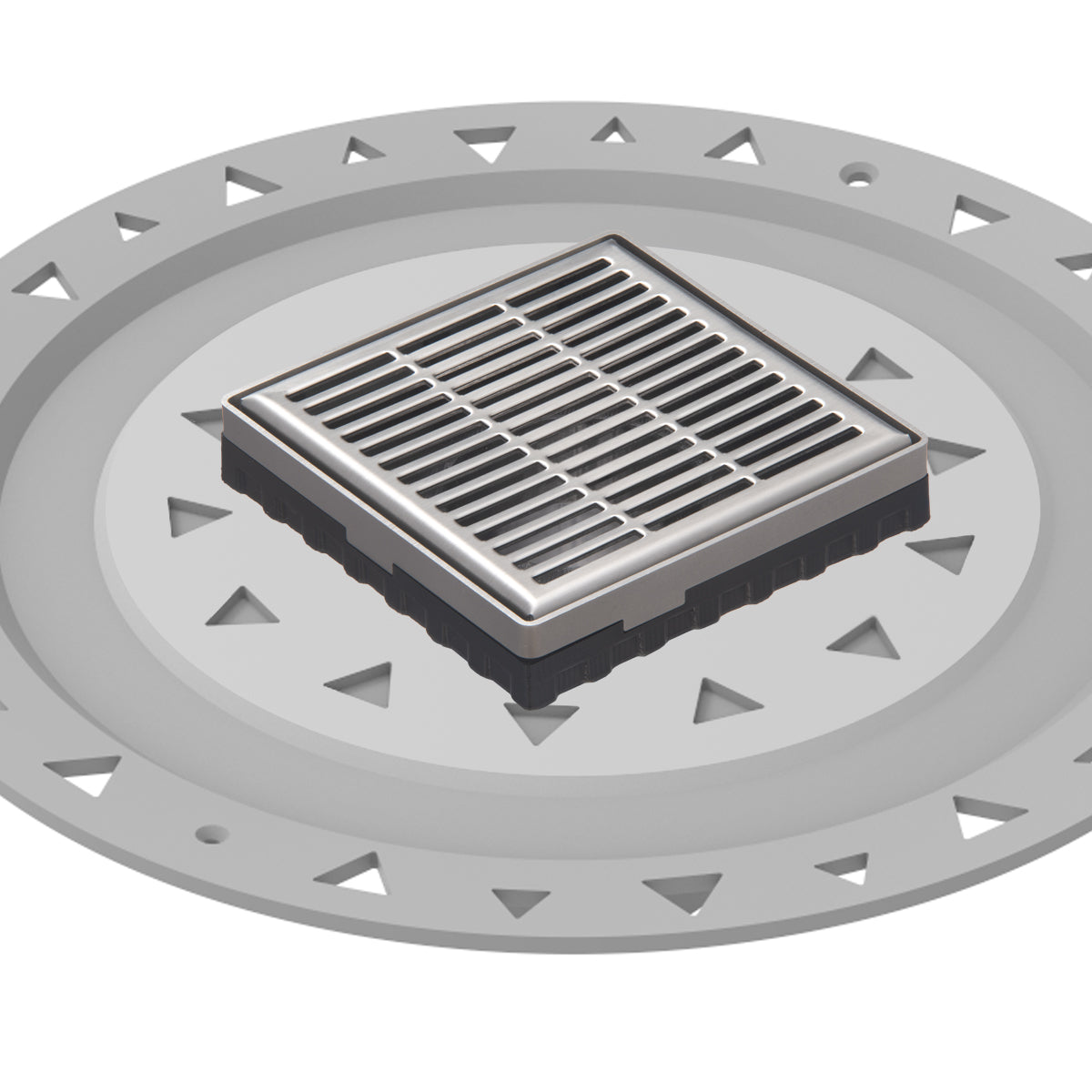 Infinity Drain 4" x 4" LND 4 Slotted Pattern Complete Kit with PVC Bonded Flange, 2", 3" and 4" Outlet
