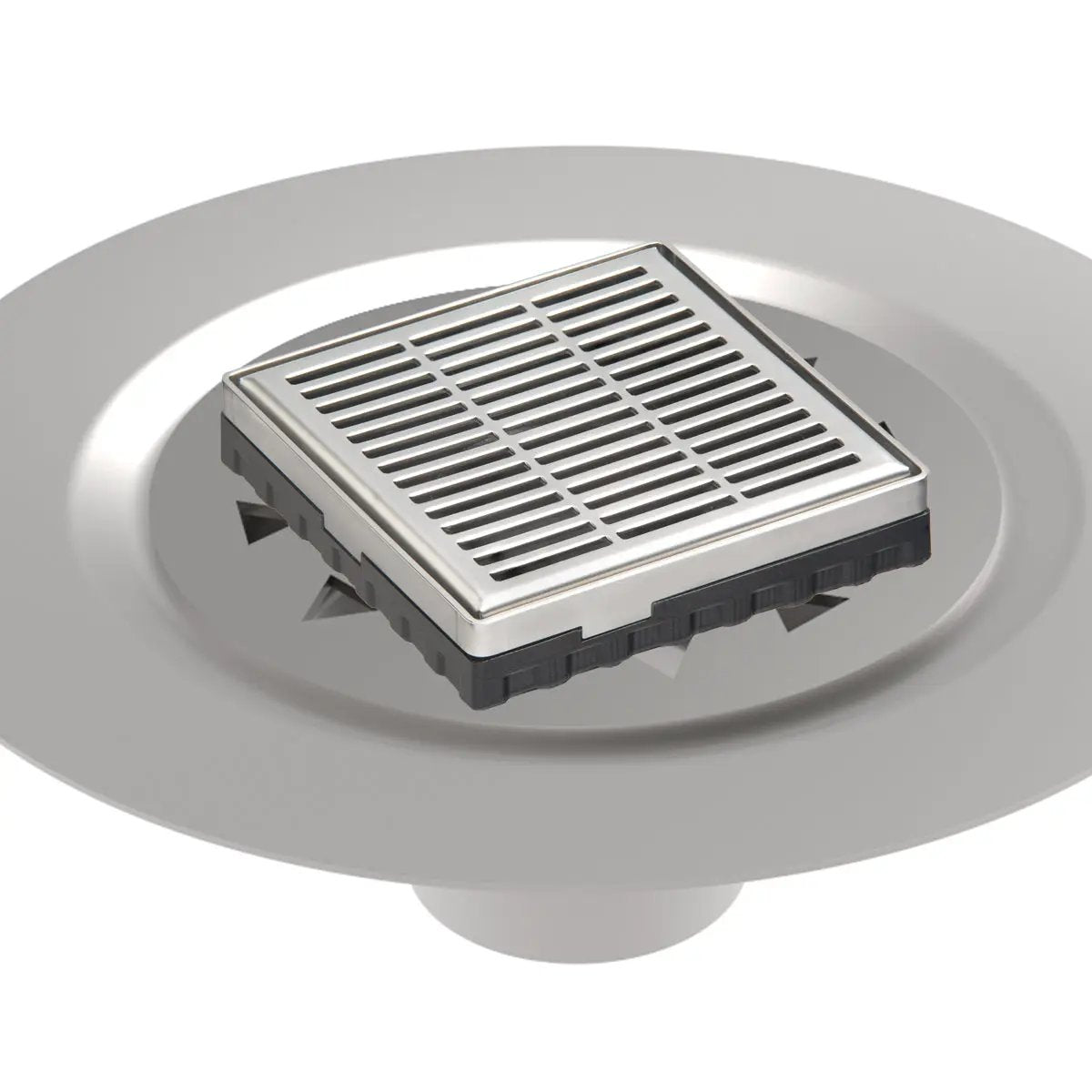 Infinity Drain 4" x 4" LND 4 Slotted Pattern Complete Kit with Stainless Steel Bonded Flange, 2" No Hub Outlet by Infinity Drain