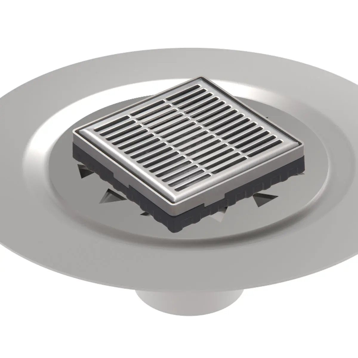 Infinity Drain 4" x 4" LND 4 Slotted Pattern Complete Kit with Stainless Steel Bonded Flange, 2" No Hub Outlet by Infinity Drain