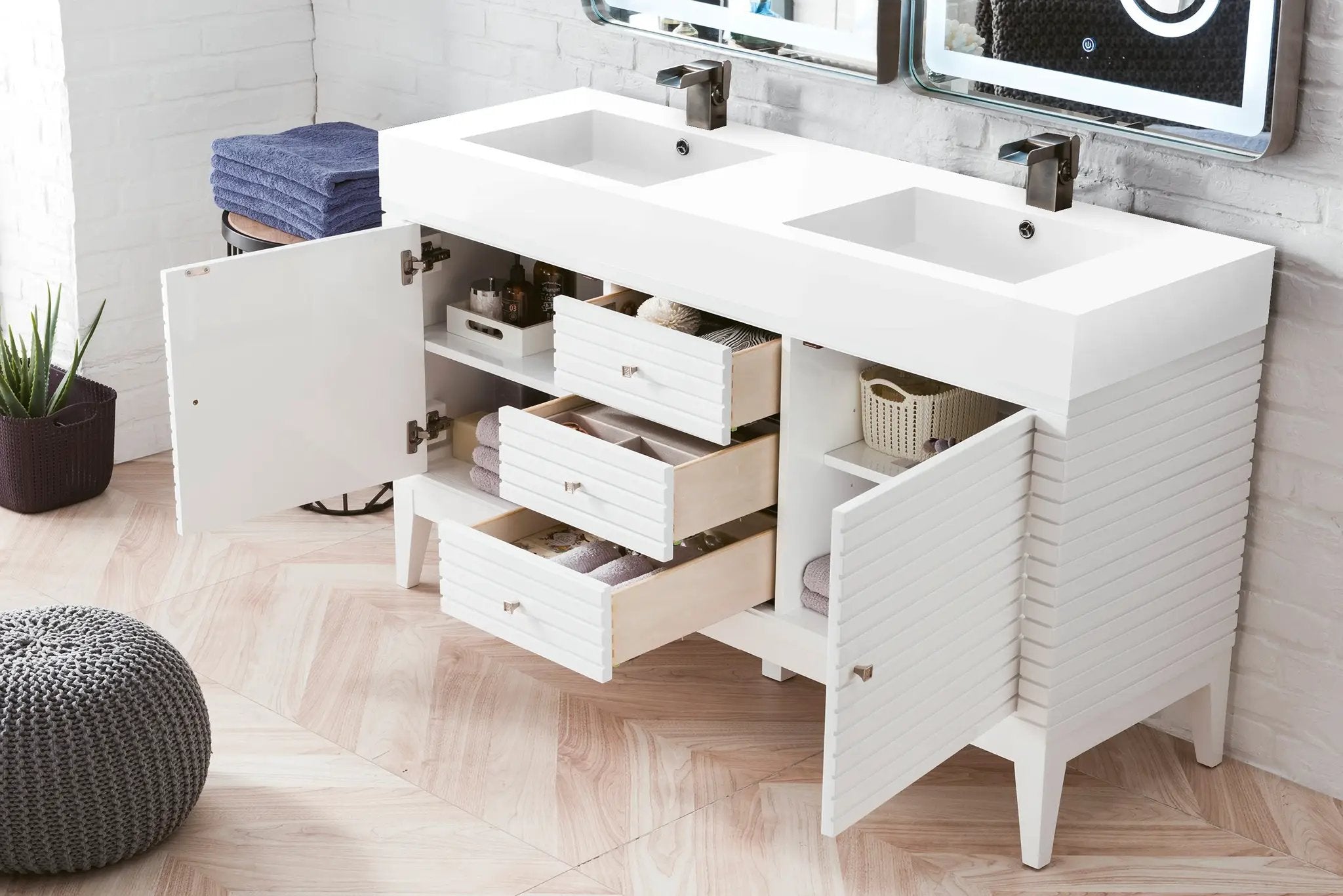 glossy white vanity