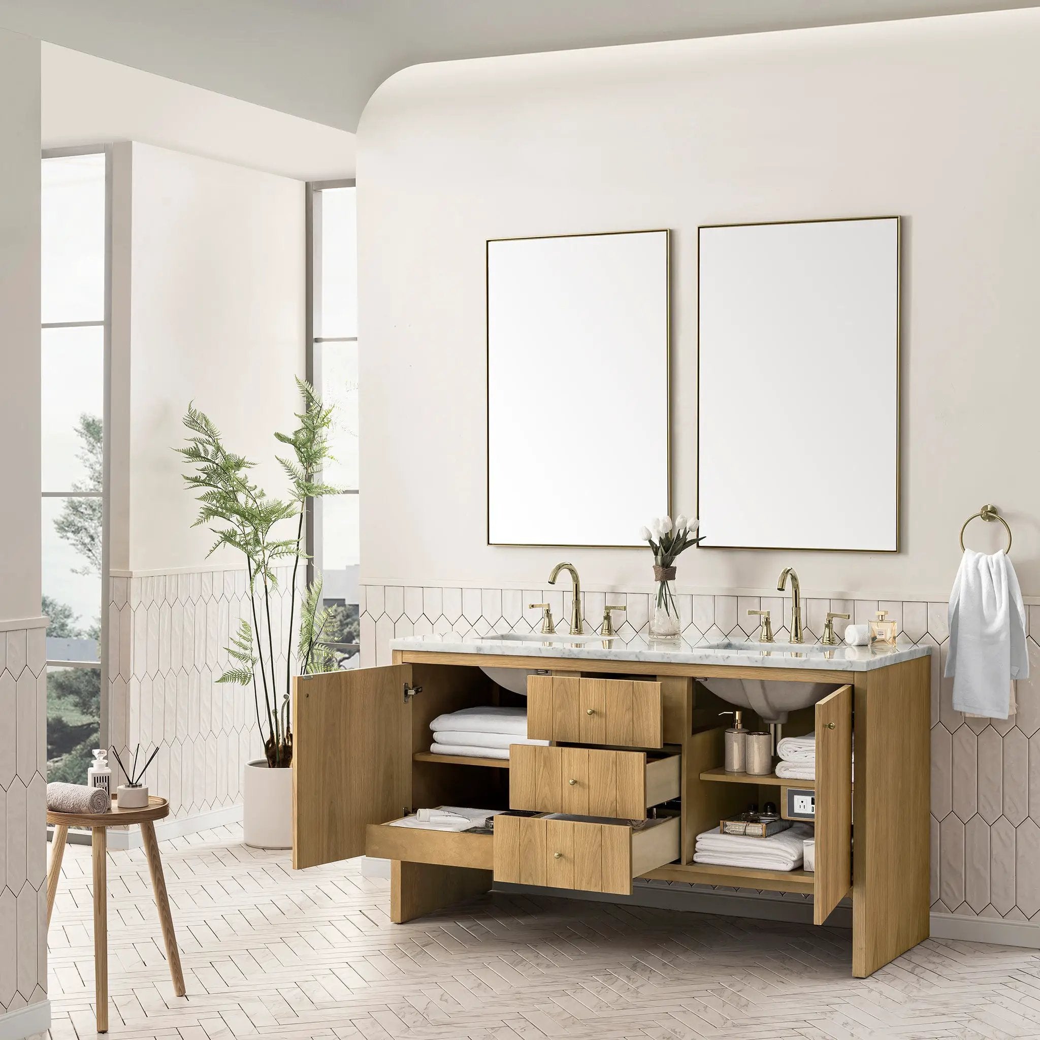 light natural oak vanity
