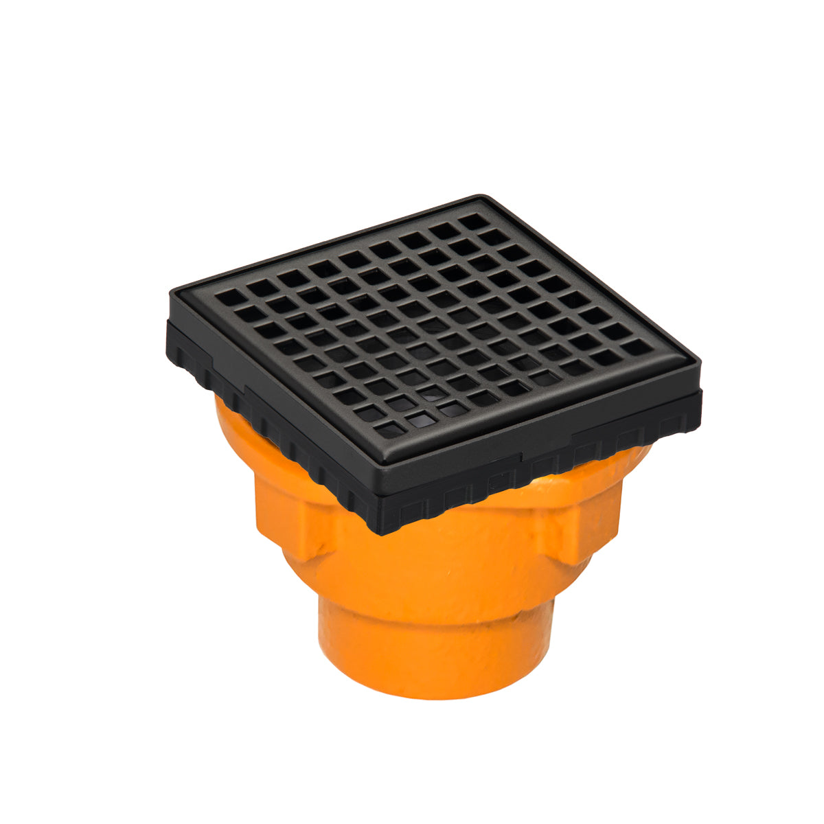 Infinity Drain 4" x 4" LQD 4 Squares Pattern Complete Kit with Cast Iron Drain Body, 2" Outlet