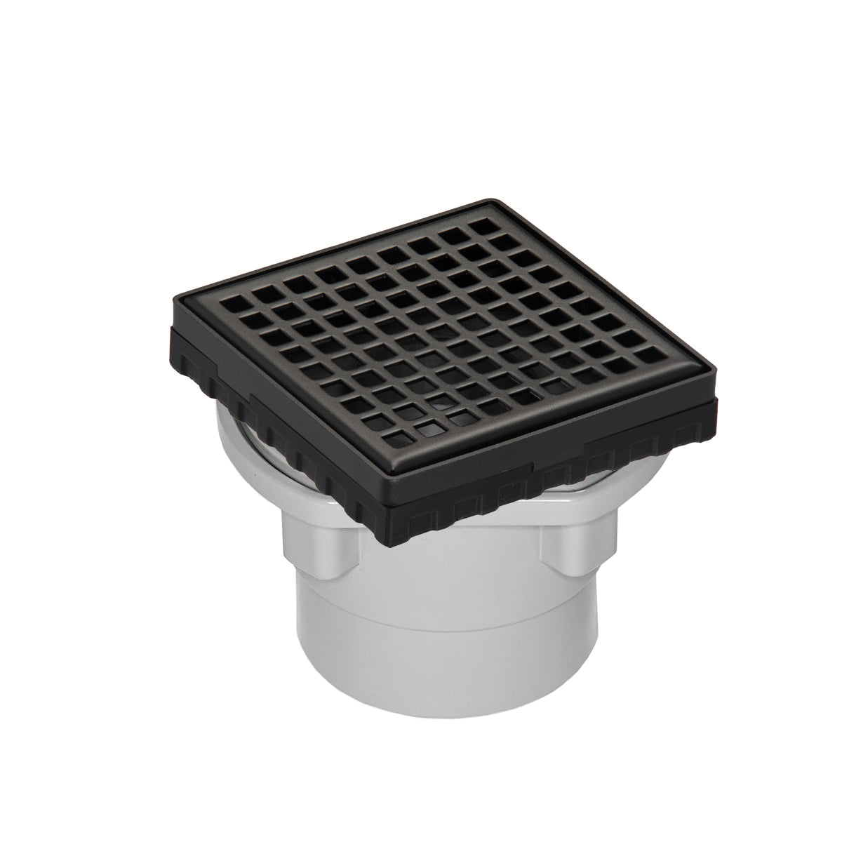 Infinity Drain 4" x 4" LQD 4 Squares Pattern Complete Kit with PVC Drain Body, 2" Outlet