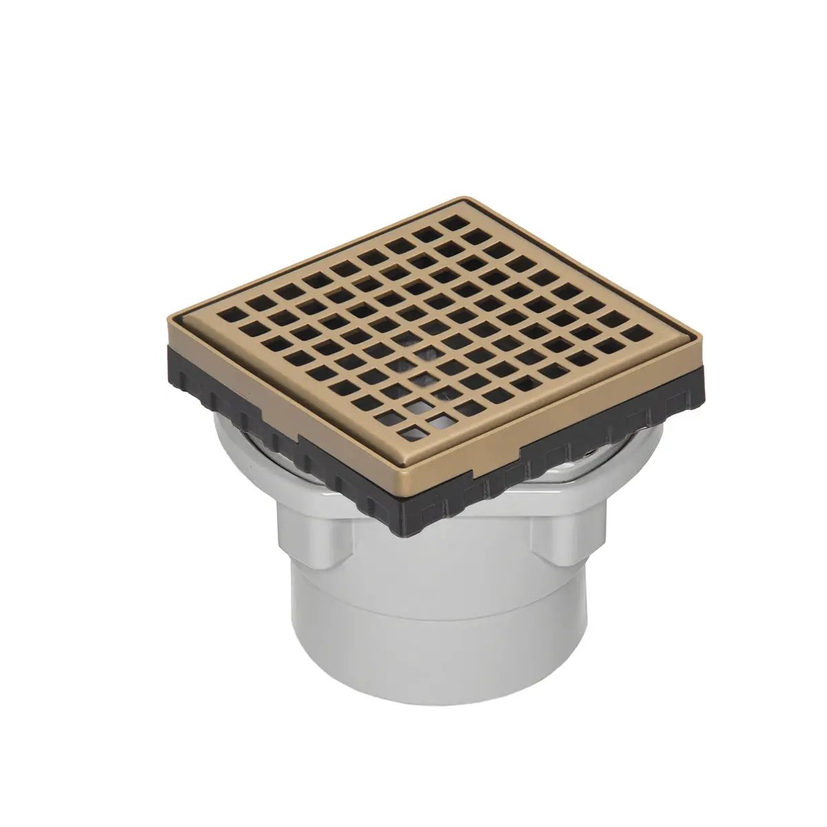 Infinity Drain 4" x 4" LQD 4 Squares Pattern Complete Kit with PVC Drain Body, 2" Outlet by Infinity Drain