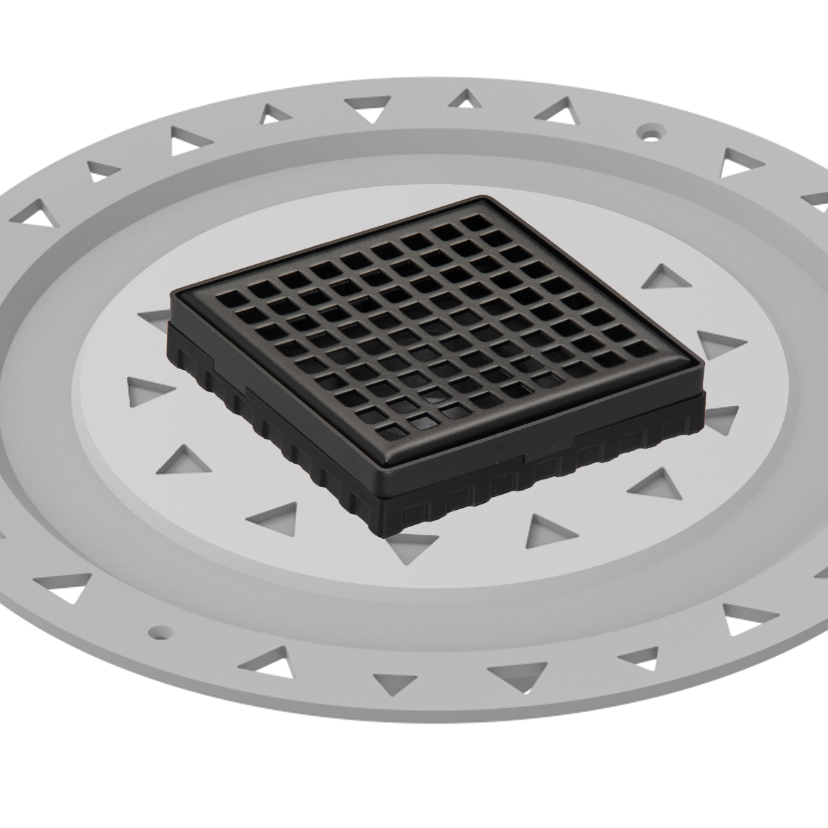 Infinity Drain 4" x 4" LQD 4 Squares Pattern Complete Kit with PVC Bonded Flange, 2", 3" and 4" Outlet