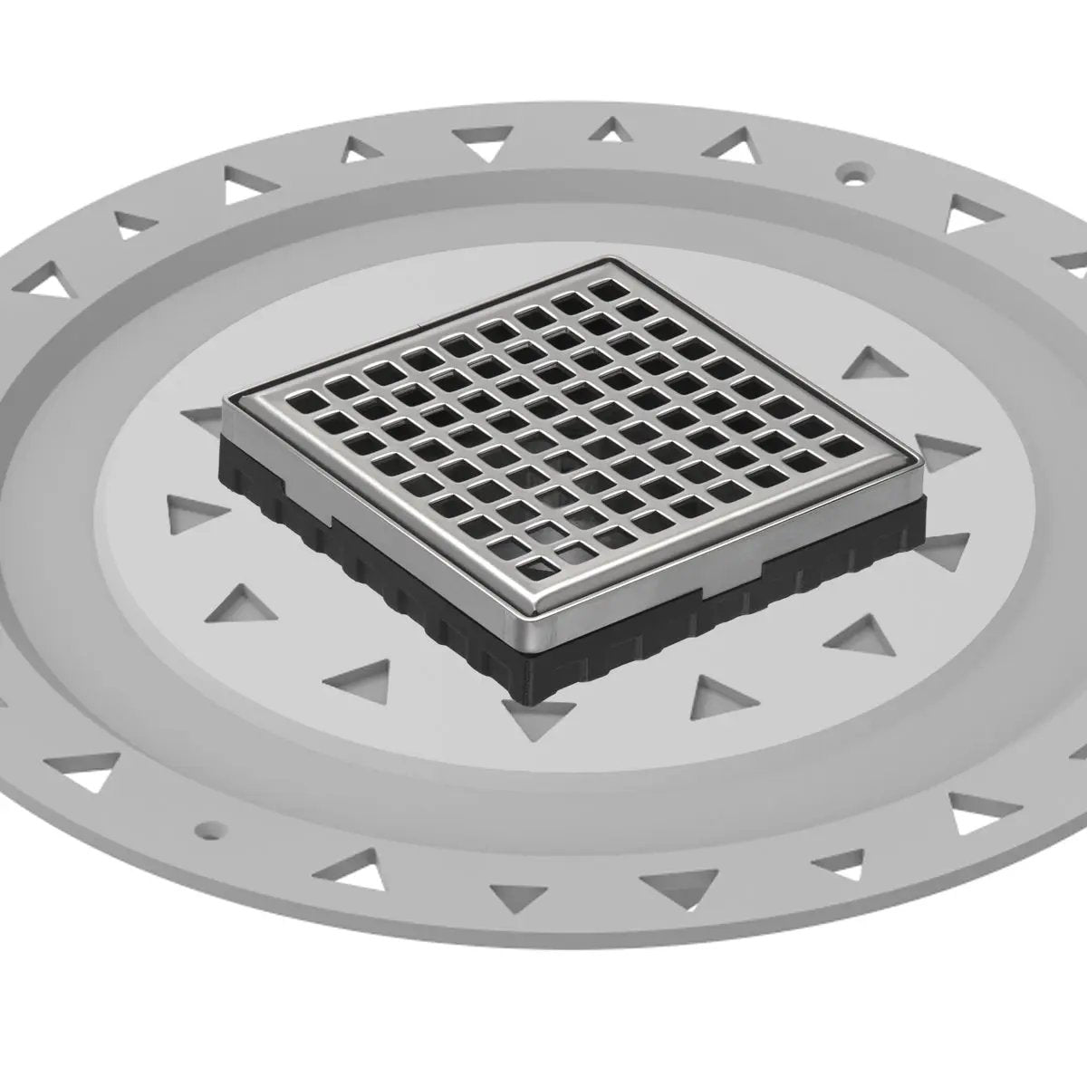 Infinity Drain 4" x 4" LQD 4 Squares Pattern Complete Kit with PVC Bonded Flange, 2", 3" and 4" Outlet by Infinity Drain