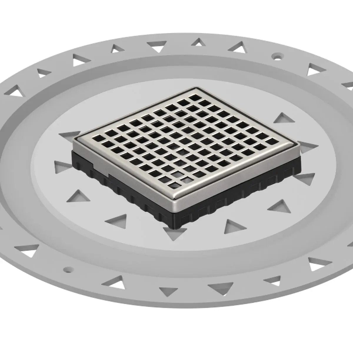 Infinity Drain 4" x 4" LQD 4 Squares Pattern Complete Kit with PVC Bonded Flange, 2", 3" and 4" Outlet by Infinity Drain