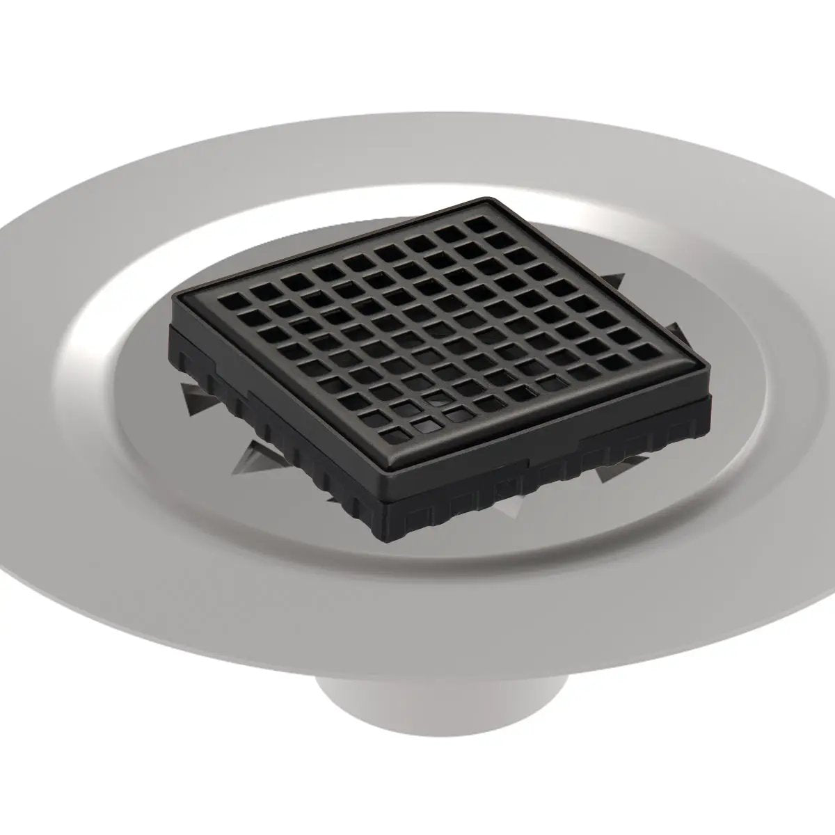 Infinity Drain 4" x 4" LQD 4 Squares Pattern Complete Kit with Stainless Steel Bonded Flange, 2" No Hub Outlet by Infinity Drain
