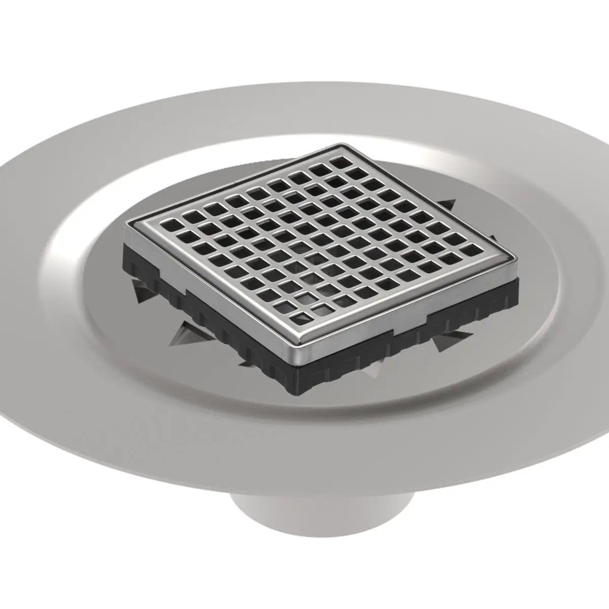 Infinity Drain 4" x 4" LQD 4 Squares Pattern Complete Kit with Stainless Steel Bonded Flange, 2" No Hub Outlet by Infinity Drain