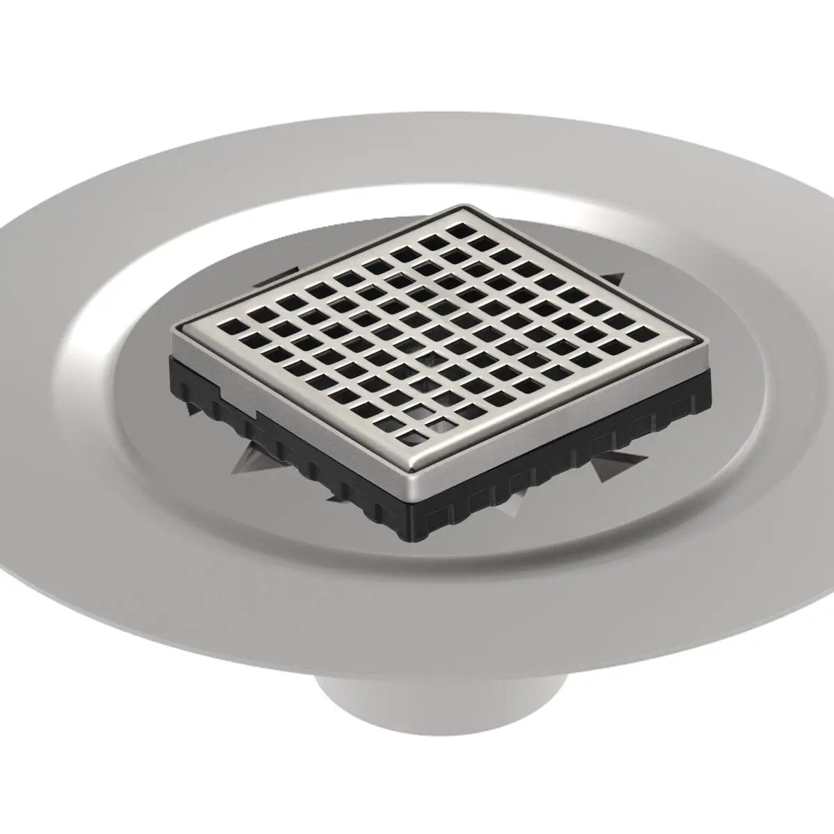 Infinity Drain 4" x 4" LQD 4 Squares Pattern Complete Kit with Stainless Steel Bonded Flange, 2" No Hub Outlet by Infinity Drain
