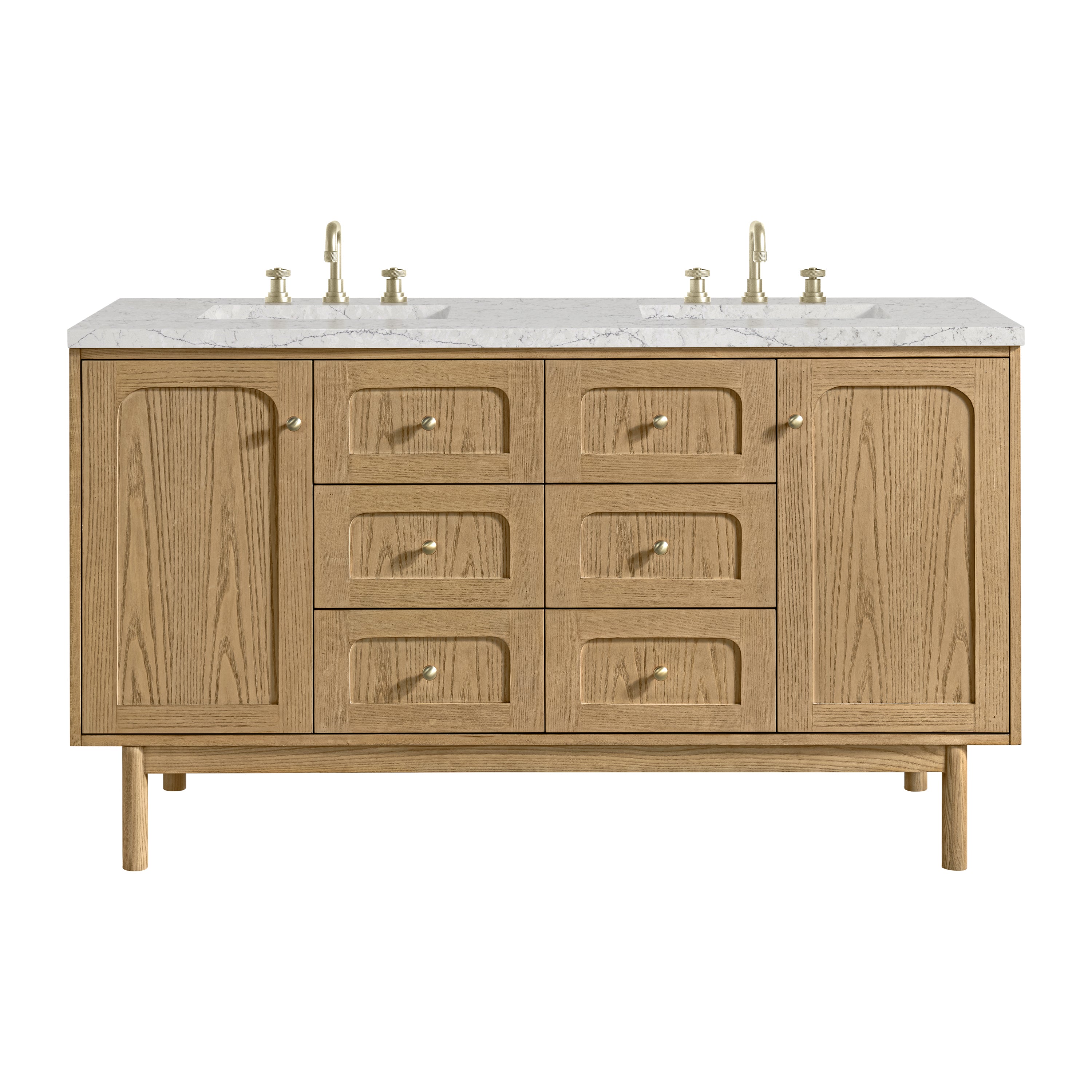 James Martin Laurent 60" Double Vanity Set - Light Natural Oak