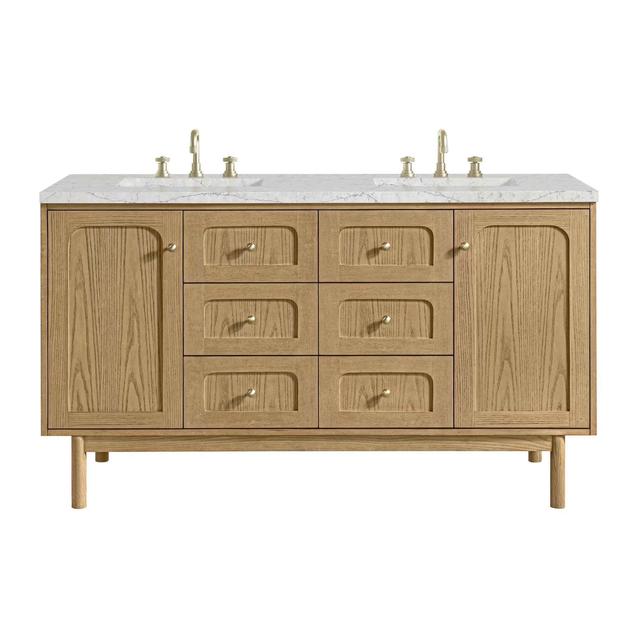 James Martin Laurent 60" Double Vanity Set - Light Natural Oak by James Martin Vanities