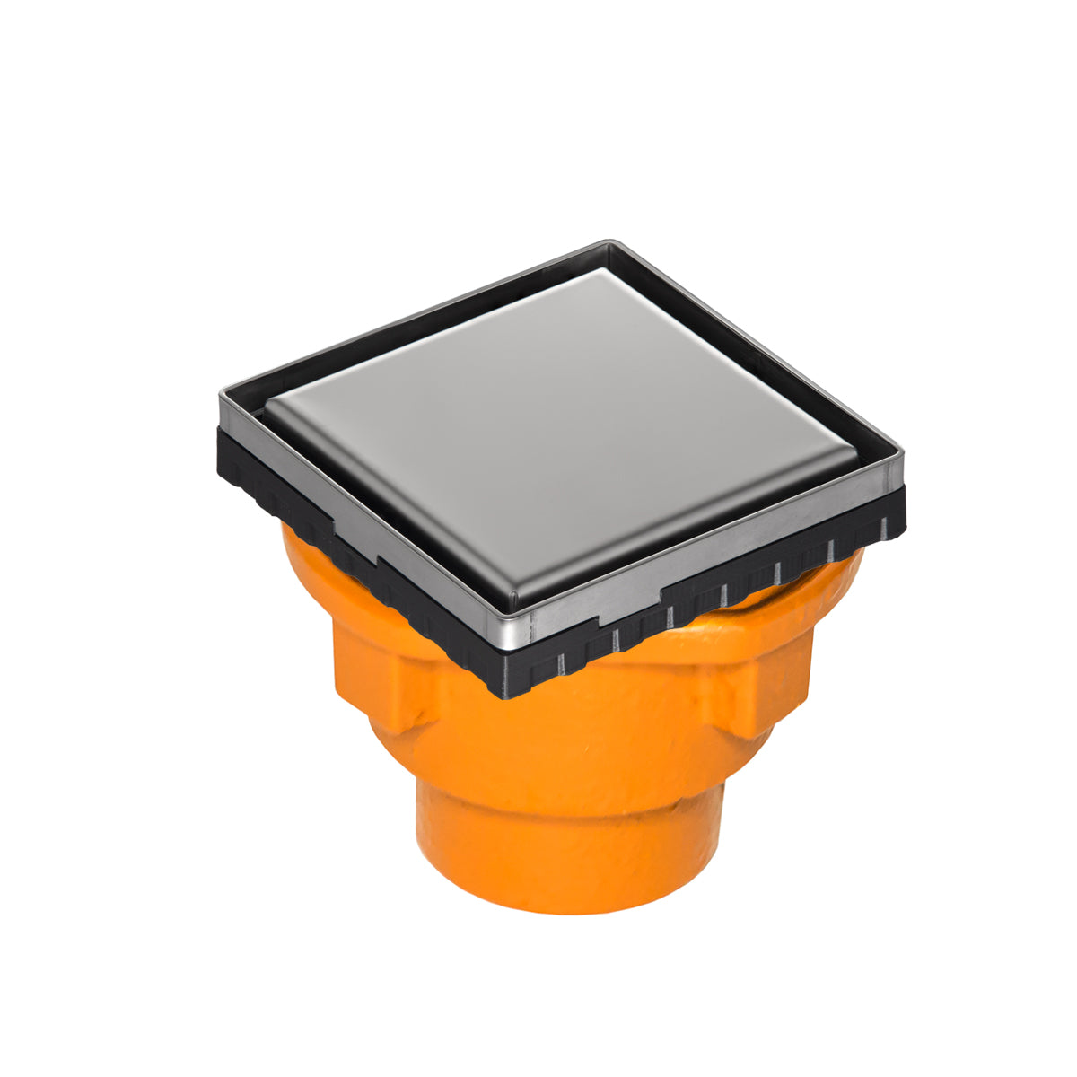 Infinity Drain 4" x 4" LSD 4 Solid Style Complete Kit with Cast Iron Drain Body, 2" Outlet