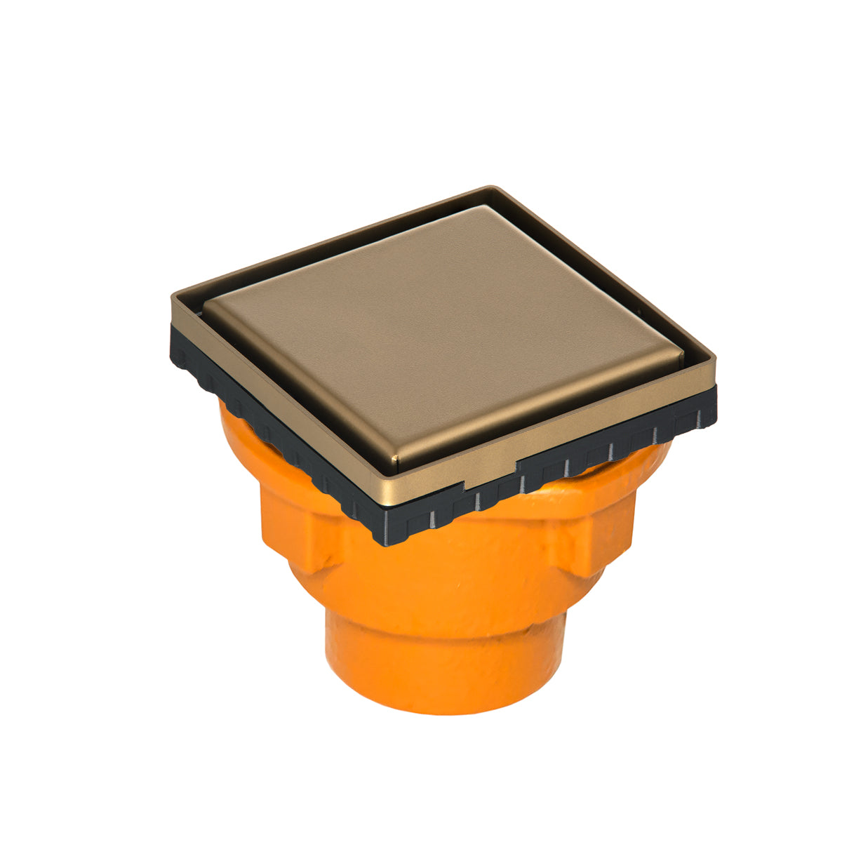 Infinity Drain 4" x 4" LSD 4 Solid Style Complete Kit with Cast Iron Drain Body, 2" Outlet