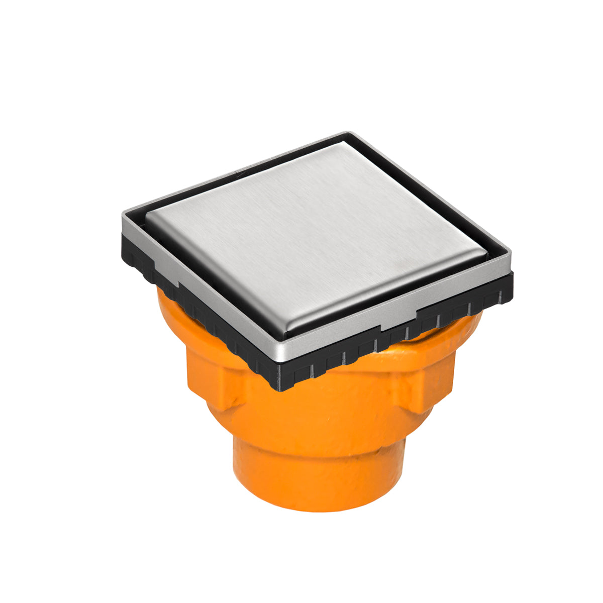 Infinity Drain 4" x 4" LSD 4 Solid Style Complete Kit with Cast Iron Drain Body, 2" Outlet