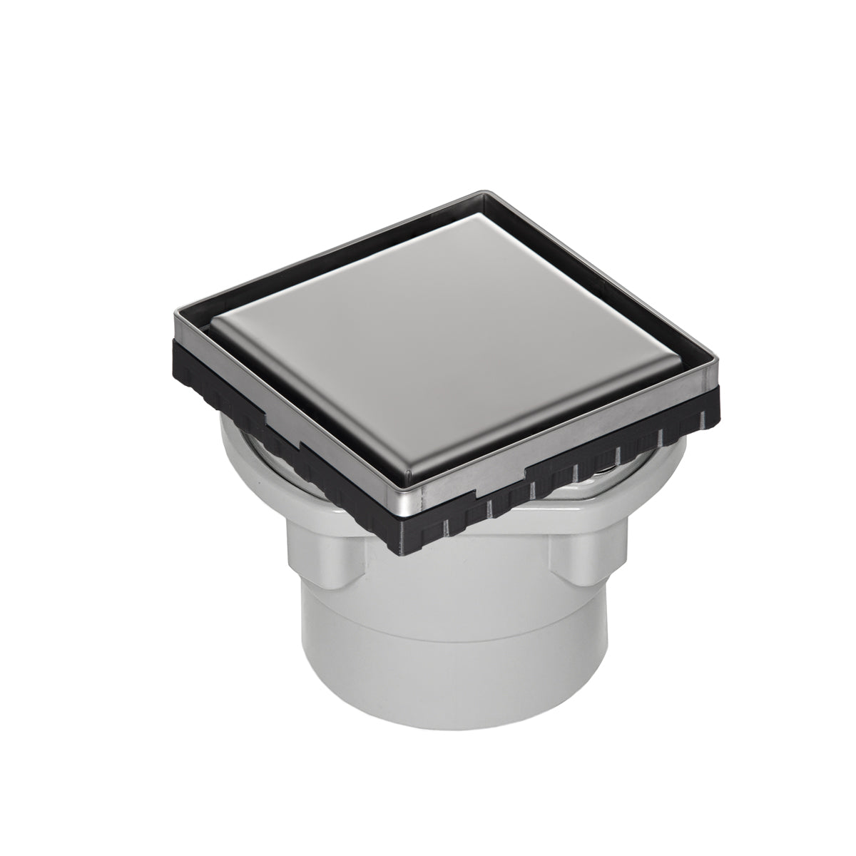 Infinity Drain 4" x 4" LSD 4 Solid Style Complete Kit with PVC Drain Body, 2" Outlet