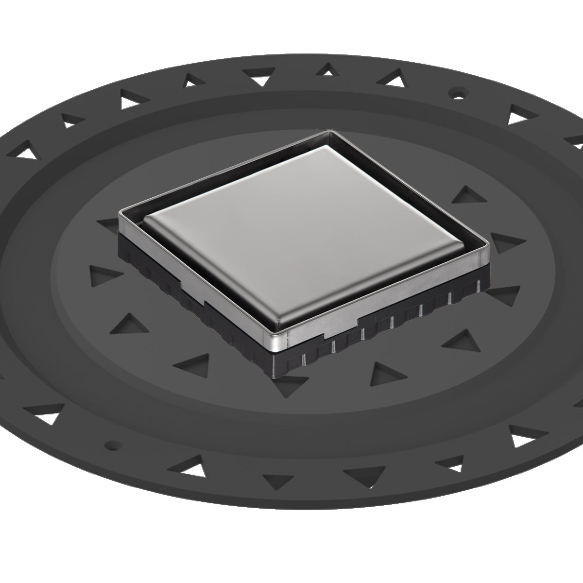 Infinity Drain 4" x 4" LSD 4 Solid Style Complete Kit with ABS Bonded Flange, 2", 3" and 4" Outlet