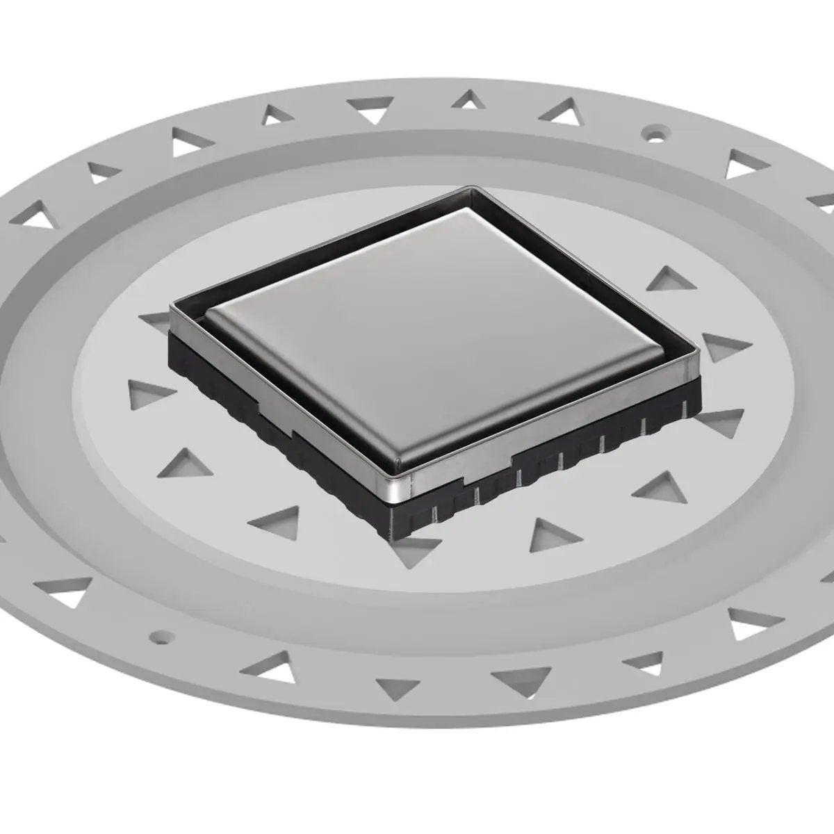 Infinity Drain 4" x 4" LSD 4 Solid Style Complete Kit with PVC Bonded Flange, 2", 3" and 4" Outlet by Infinity Drain