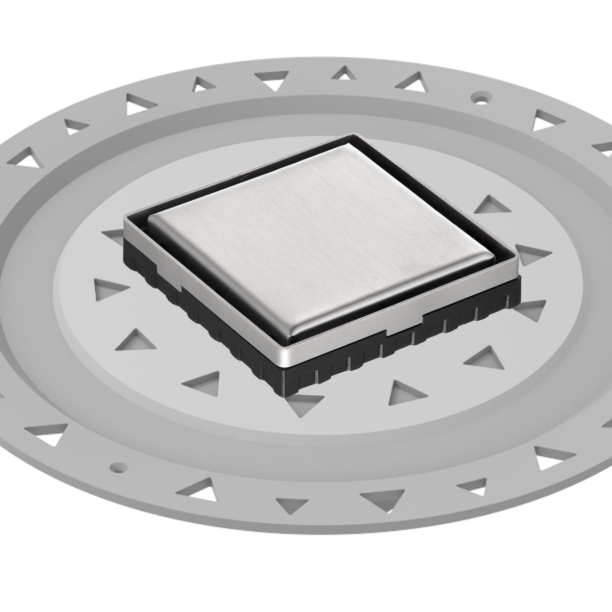 Infinity Drain 4" x 4" LSD 4 Solid Style Complete Kit with PVC Bonded Flange, 2", 3" and 4" Outlet