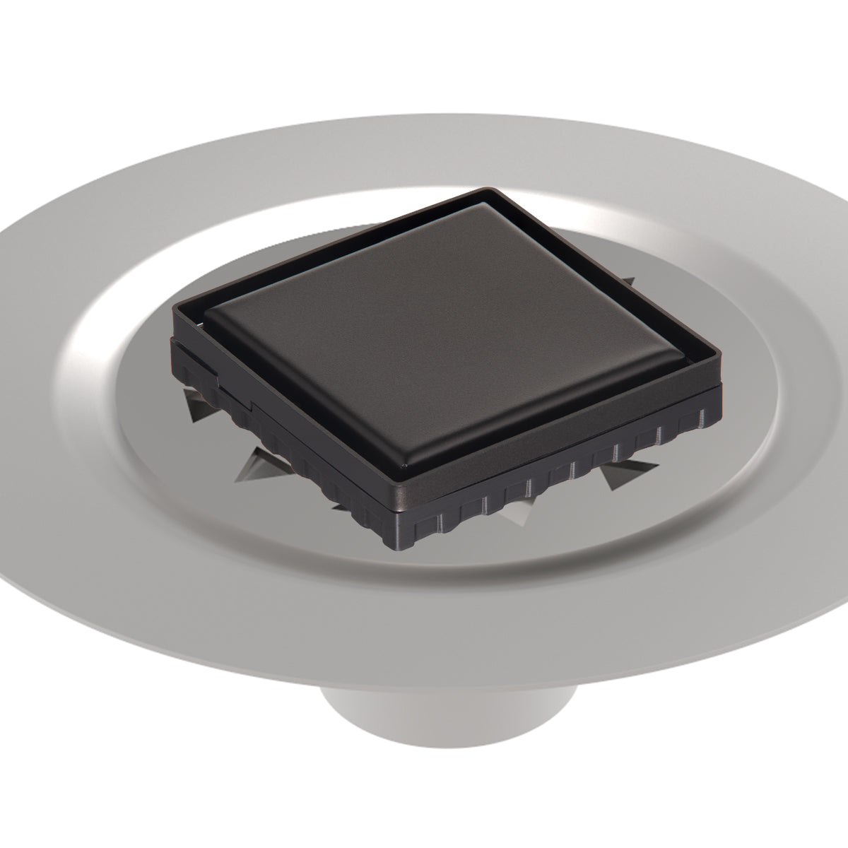 Infinity Drain 4" x 4" LSD 4 Solid Style Complete Kit with Stainless Steel Bonded Flange, 2" No Hub Outlet