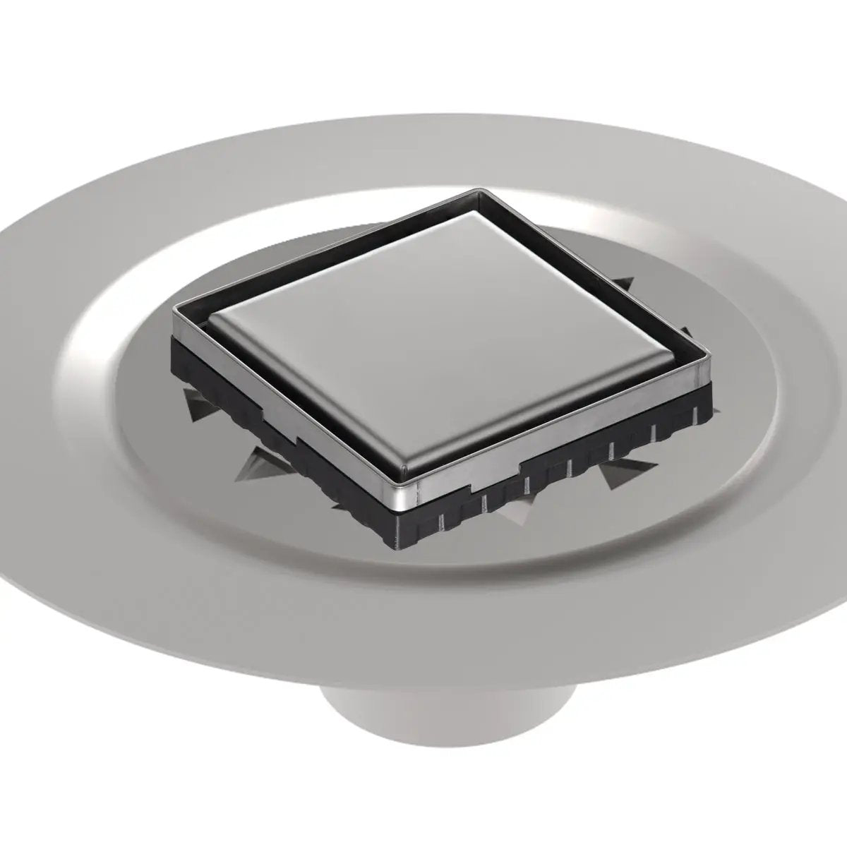 Infinity Drain 4" x 4" LSD 4 Solid Style Complete Kit with Stainless Steel Bonded Flange, 2" No Hub Outlet by Infinity Drain