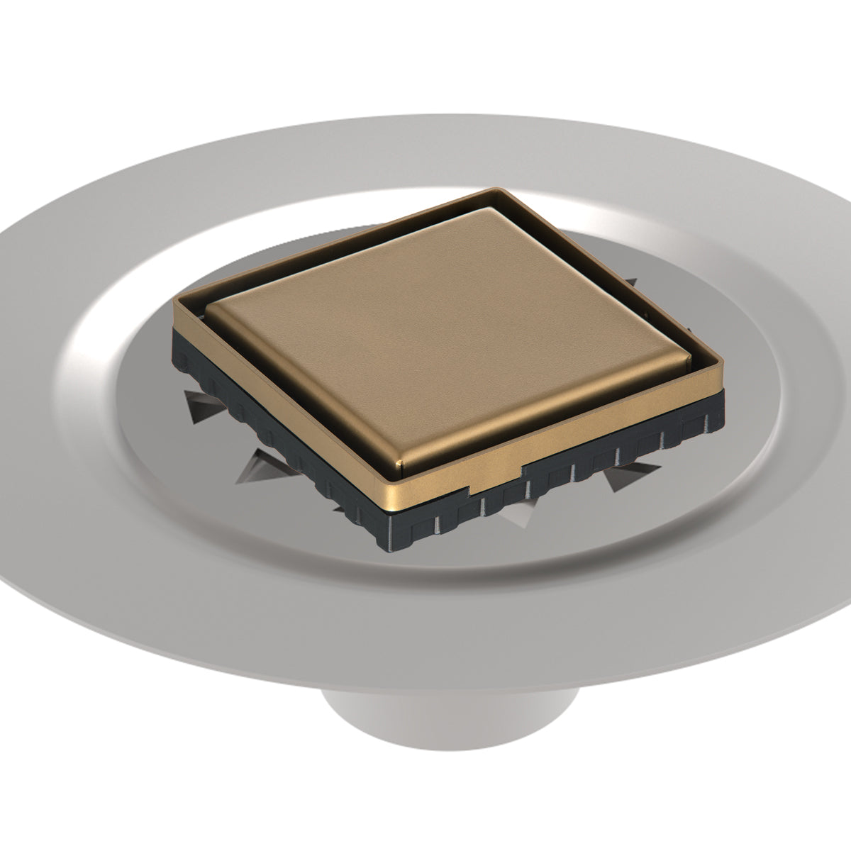 Infinity Drain 4" x 4" LSD 4 Solid Style Complete Kit with Stainless Steel Bonded Flange, 2" No Hub Outlet