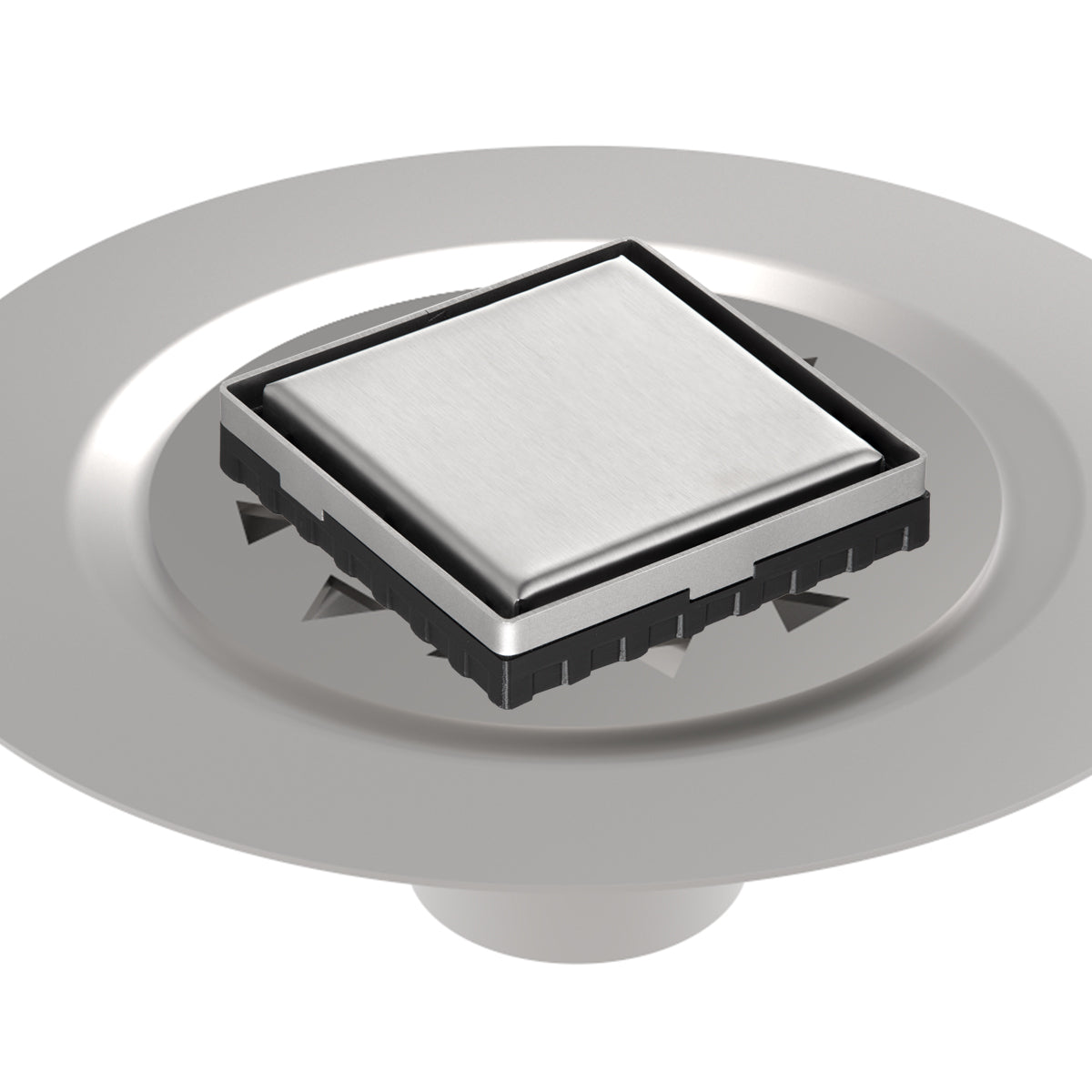 Infinity Drain 4" x 4" LSD 4 Solid Style Complete Kit with Stainless Steel Bonded Flange, 2" No Hub Outlet