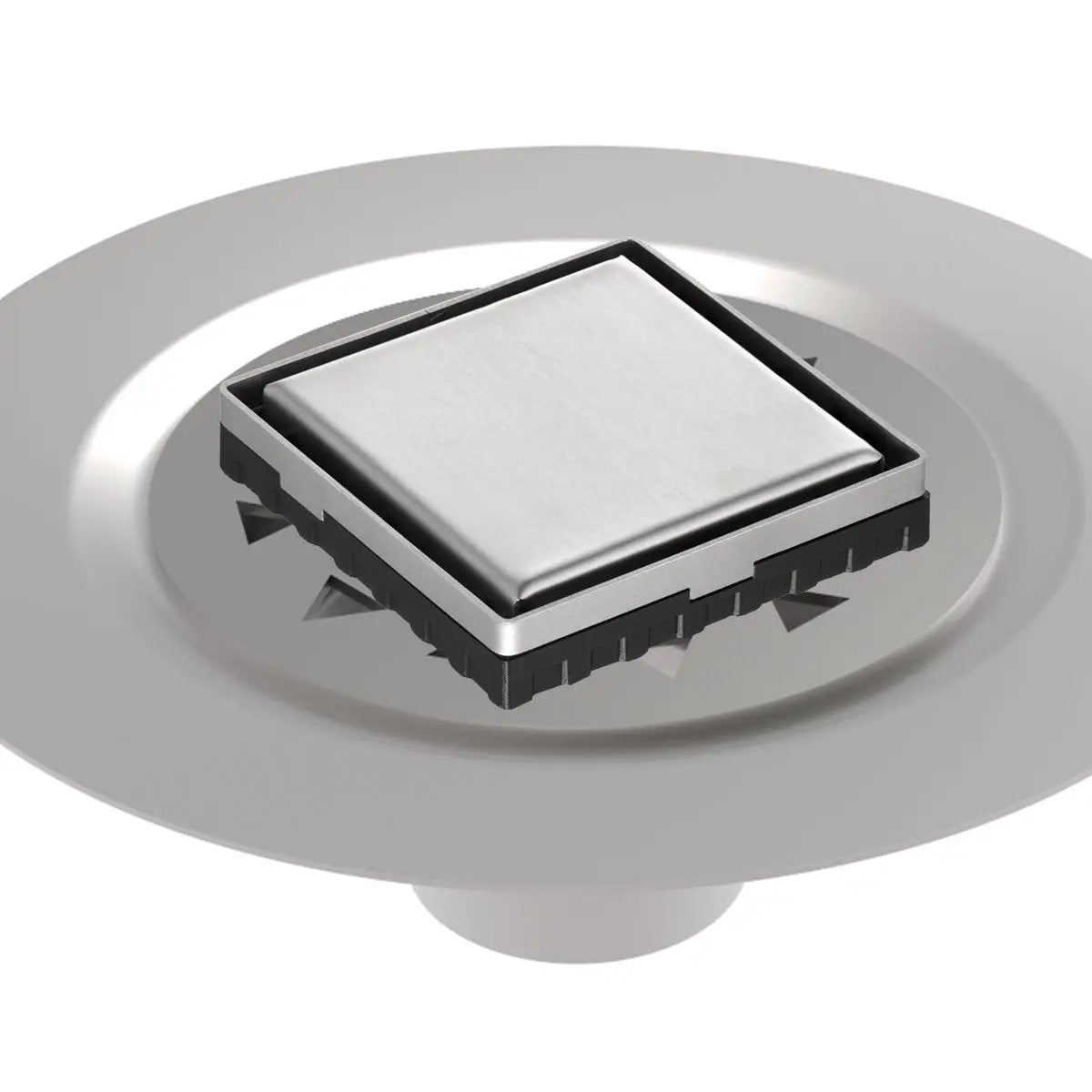 Infinity Drain 4" x 4" LSD 4 Solid Style Complete Kit with Stainless Steel Bonded Flange, 2" No Hub Outlet by Infinity Drain