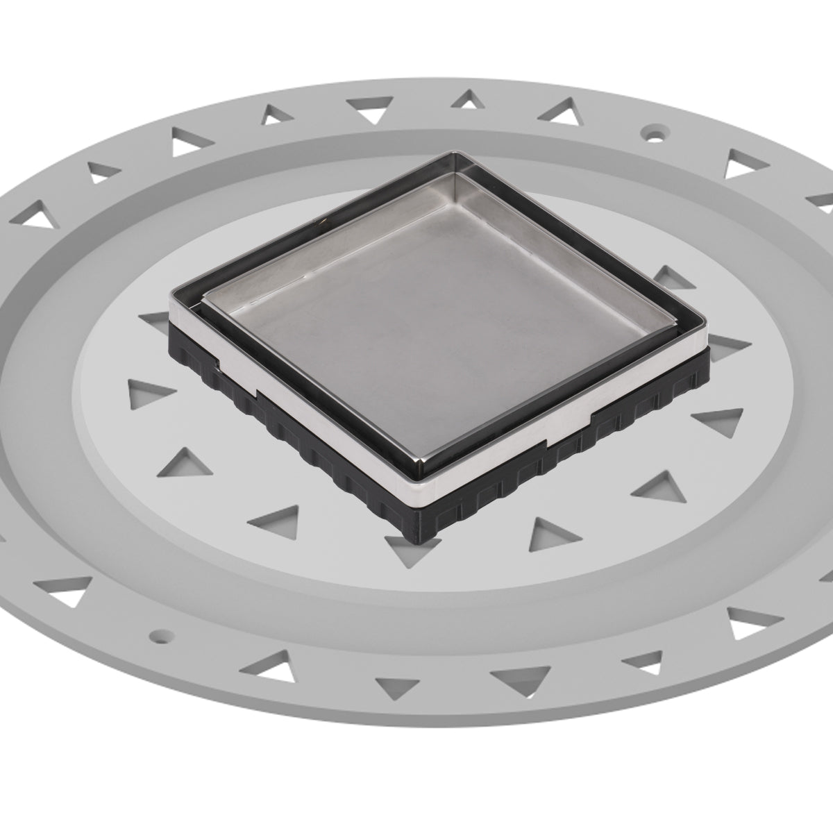 Infinity Drain 4" x 4" LTD 4 Tile Insert Complete Kit with PVC Bonded Flange, 2", 3" and 4" Outlet