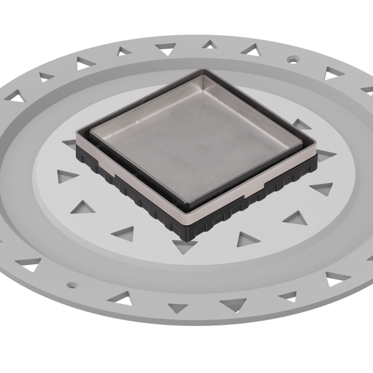 Infinity Drain 4" x 4" LTD 4 Tile Insert Complete Kit with PVC Bonded Flange, 2", 3" and 4" Outlet