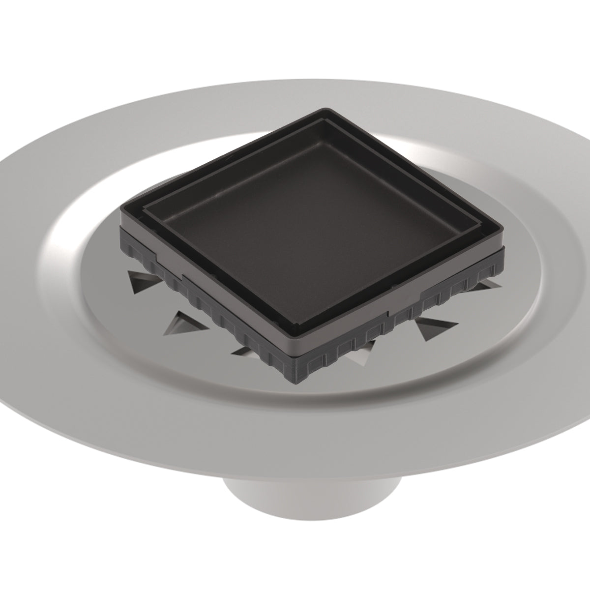 Infinity Drain 4" x 4" LTD 4 Tile Insert Complete Kit with Stainless Steel Bonded Flange, 2" No Hub Outlet