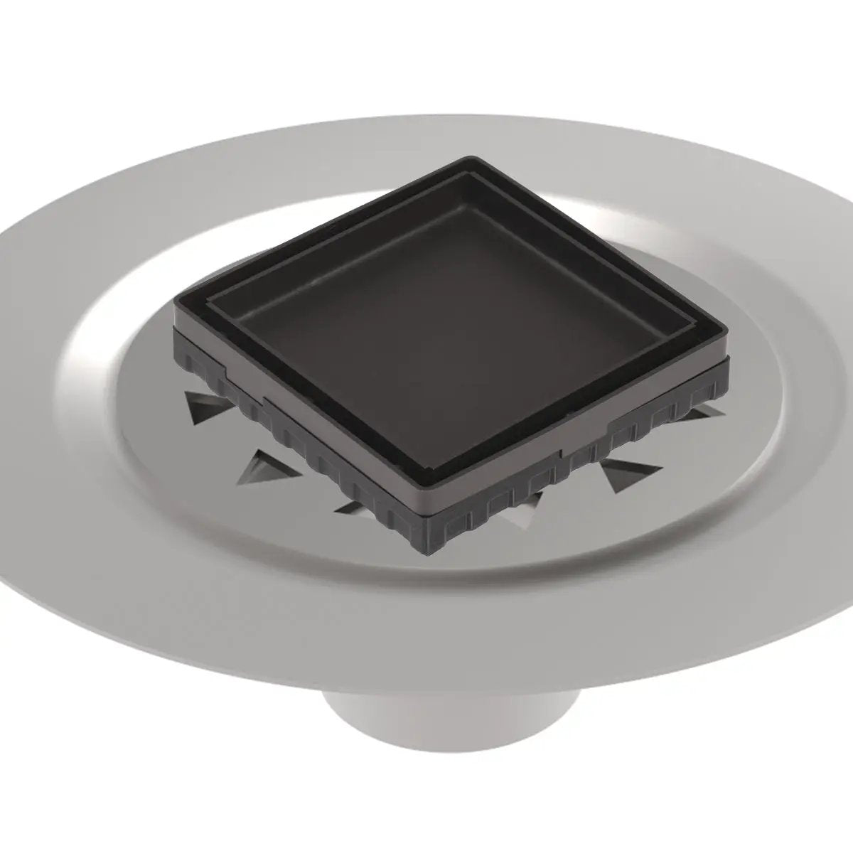 Infinity Drain 4" x 4" LTD 4 Tile Insert Complete Kit with Stainless Steel Bonded Flange, 2" No Hub Outlet by Infinity Drain