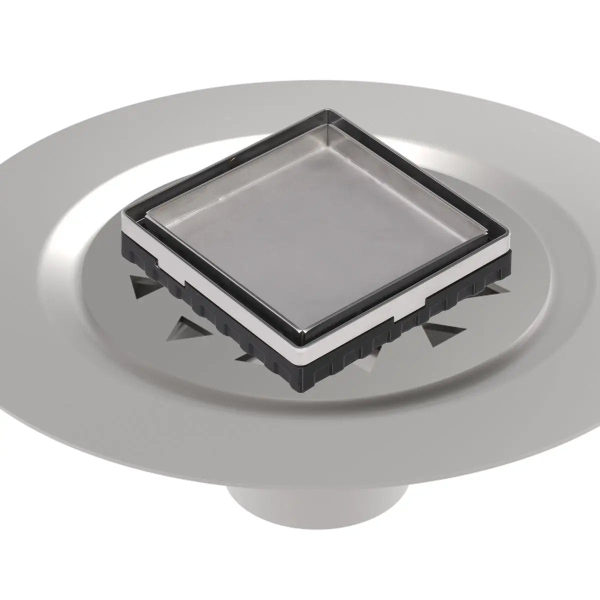 Infinity Drain 4" x 4" LTD 4 Tile Insert Complete Kit with Stainless Steel Bonded Flange, 2" No Hub Outlet by Infinity Drain