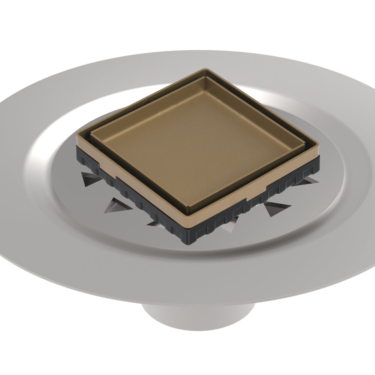 Infinity Drain 4" x 4" LTD 4 Tile Insert Complete Kit with Stainless Steel Bonded Flange, 2" No Hub Outlet