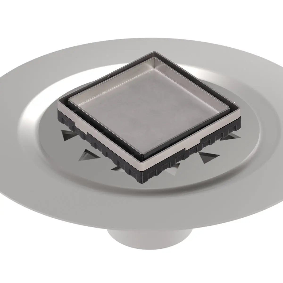 Infinity Drain 4" x 4" LTD 4 Tile Insert Complete Kit with Stainless Steel Bonded Flange, 2" No Hub Outlet by Infinity Drain