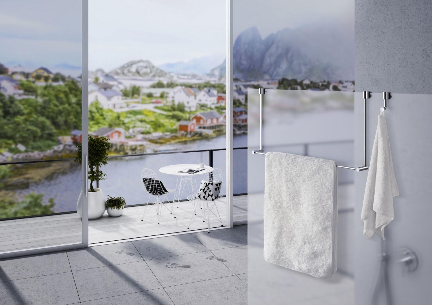 polished chrome towel rail