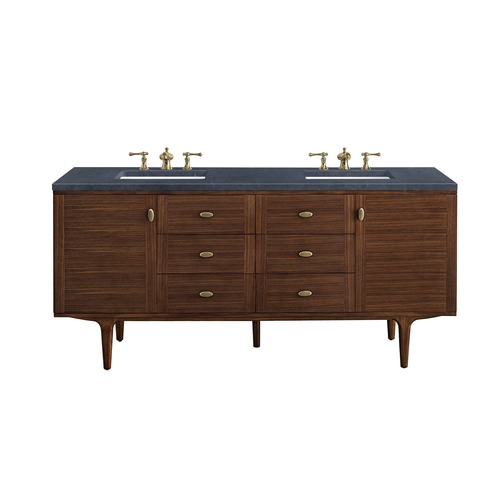 James Martin Vanities Amberly 72" Double Vanity - Mid-Century Walnut
