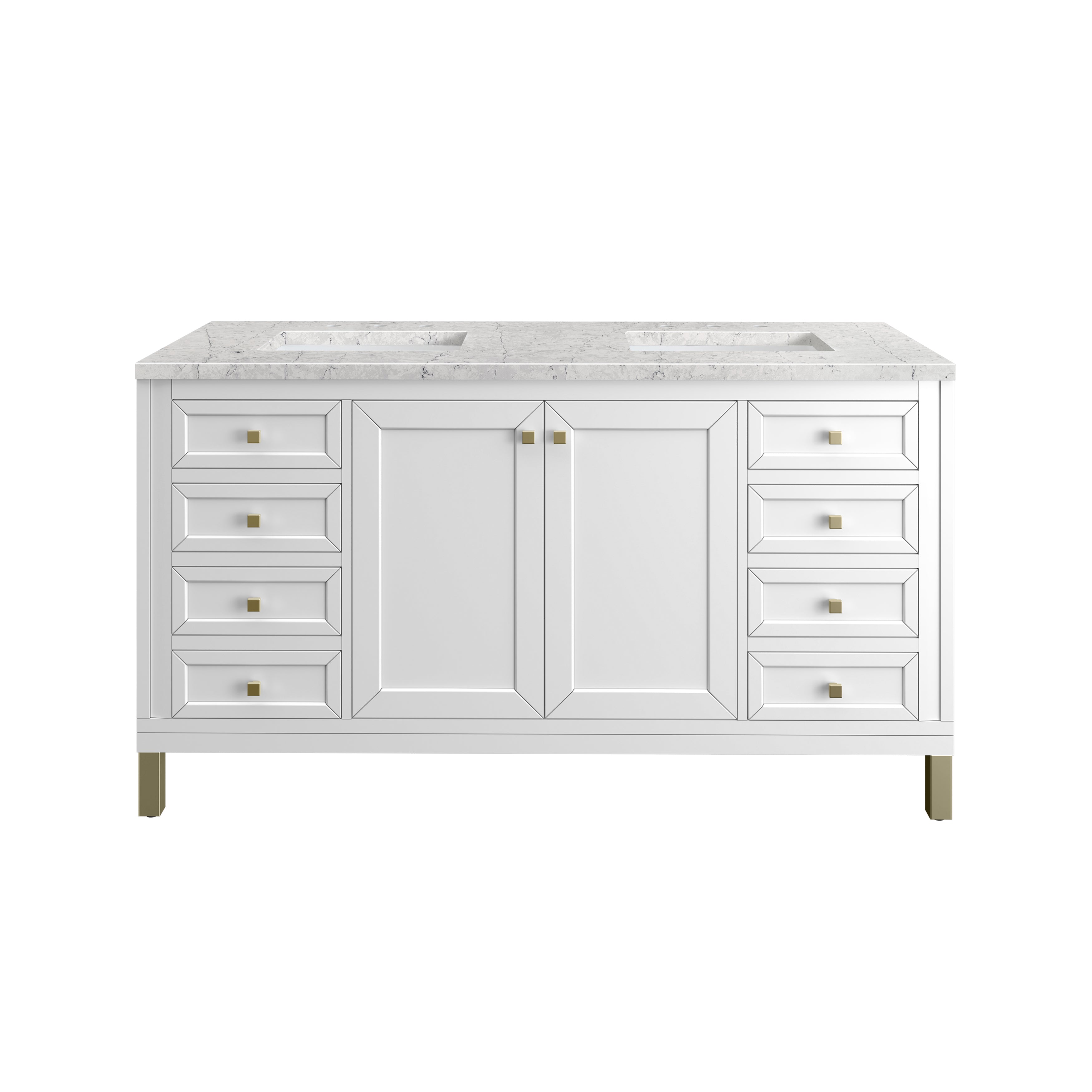 James Martin Chicago 60" Double Vanity Set - Glossy White by James Martin Vanities