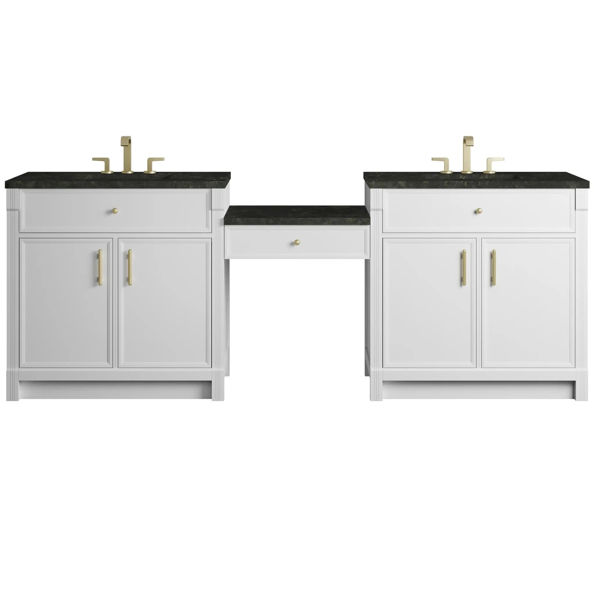 James Martin Bellshire 96" Dual Vanity Set with 24" Make-Up Counter - Bright White by James Martin Vanities