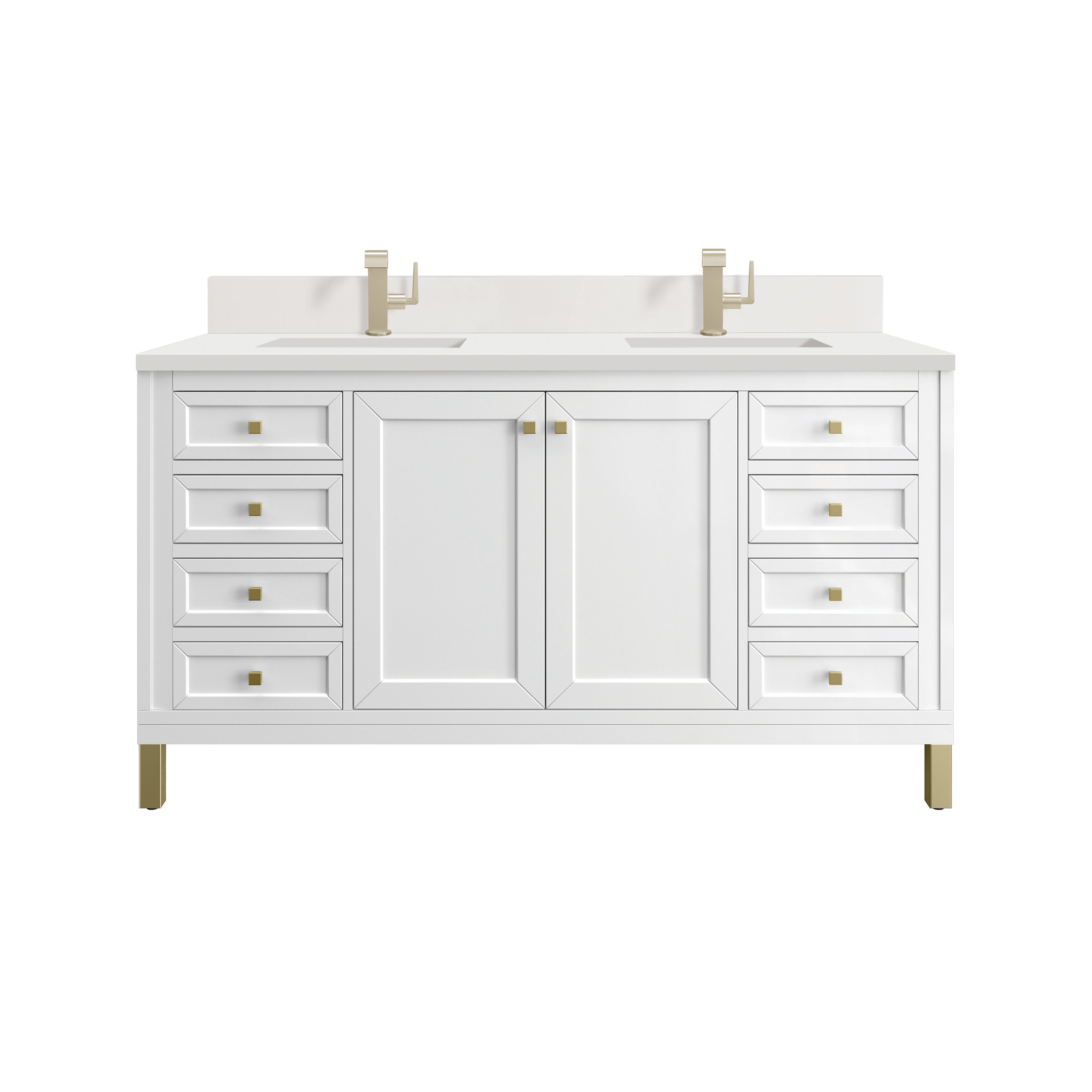 James Martin Chicago 60" Double Vanity Set - Glossy White by James Martin Vanities