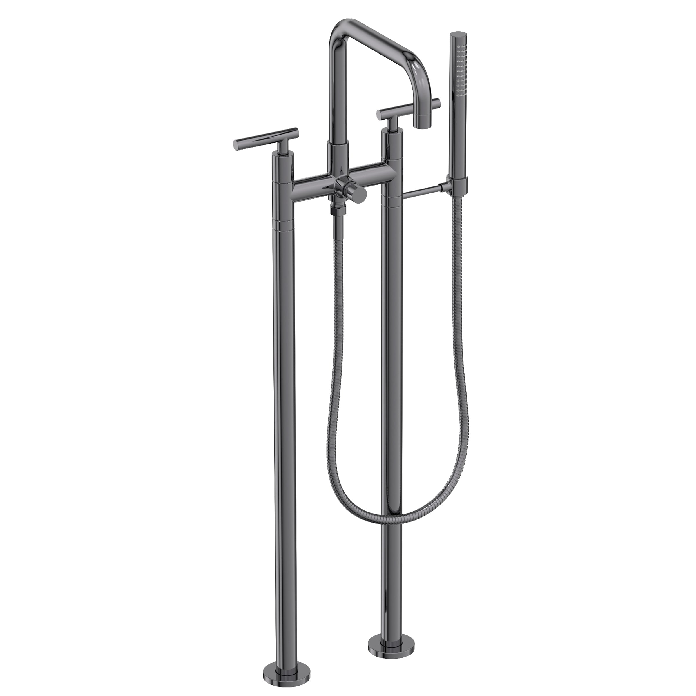 Newport Brass East Square Exposed Tub & Hand Shower Set w/Risers