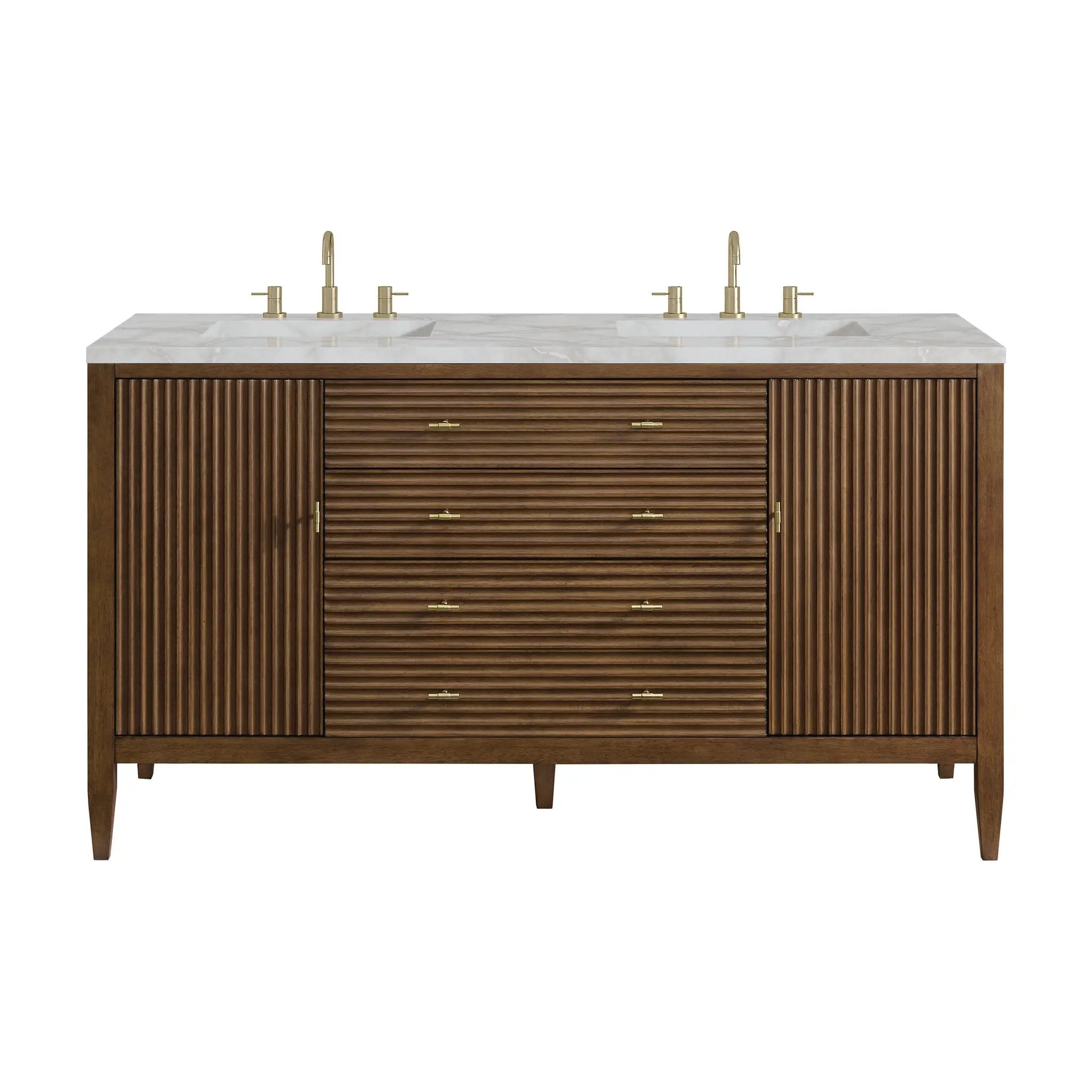 James Martin Myrrin 60" Double Vanity Set - Mid Century Walnut by James Martin Vanities