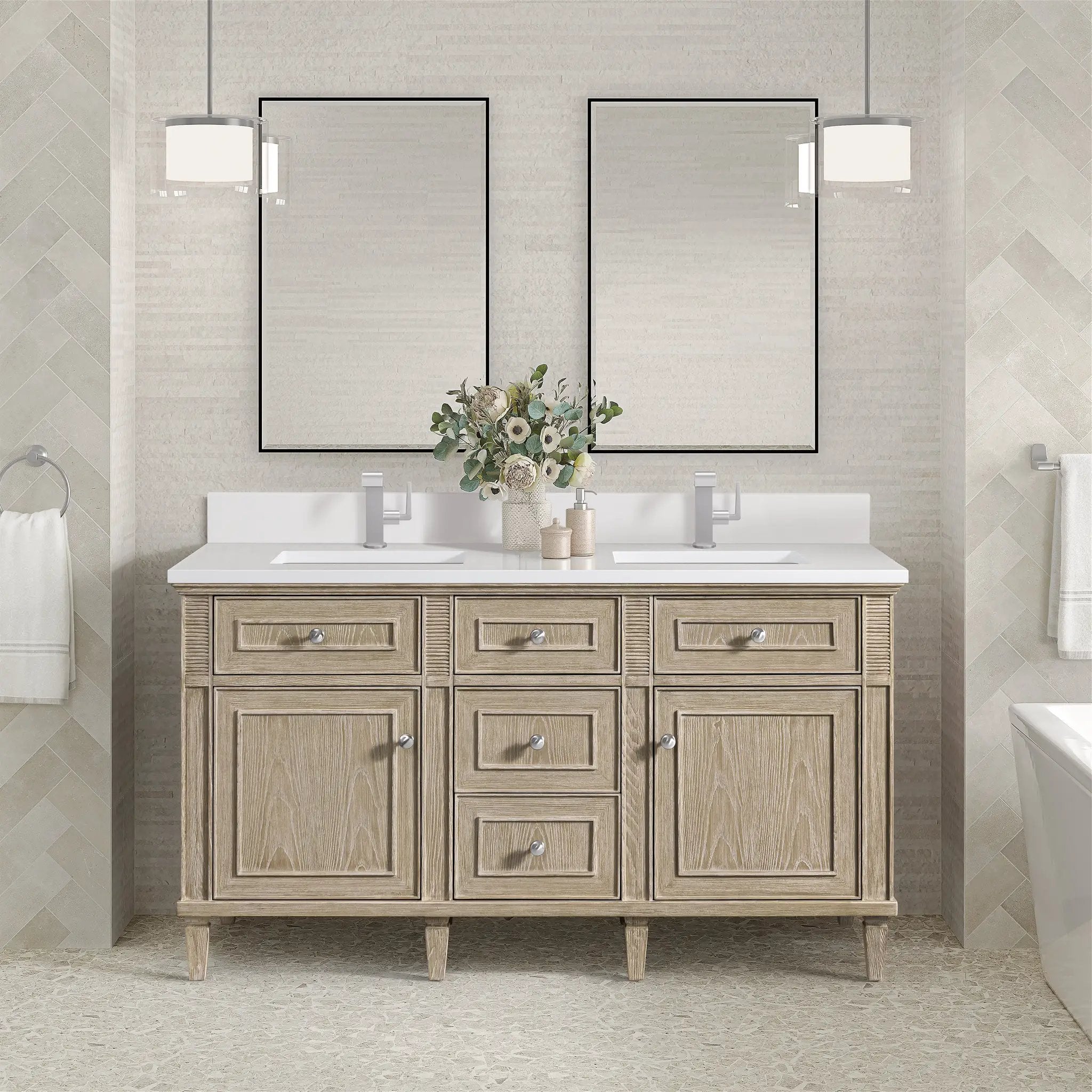 whitewashed oak vanity